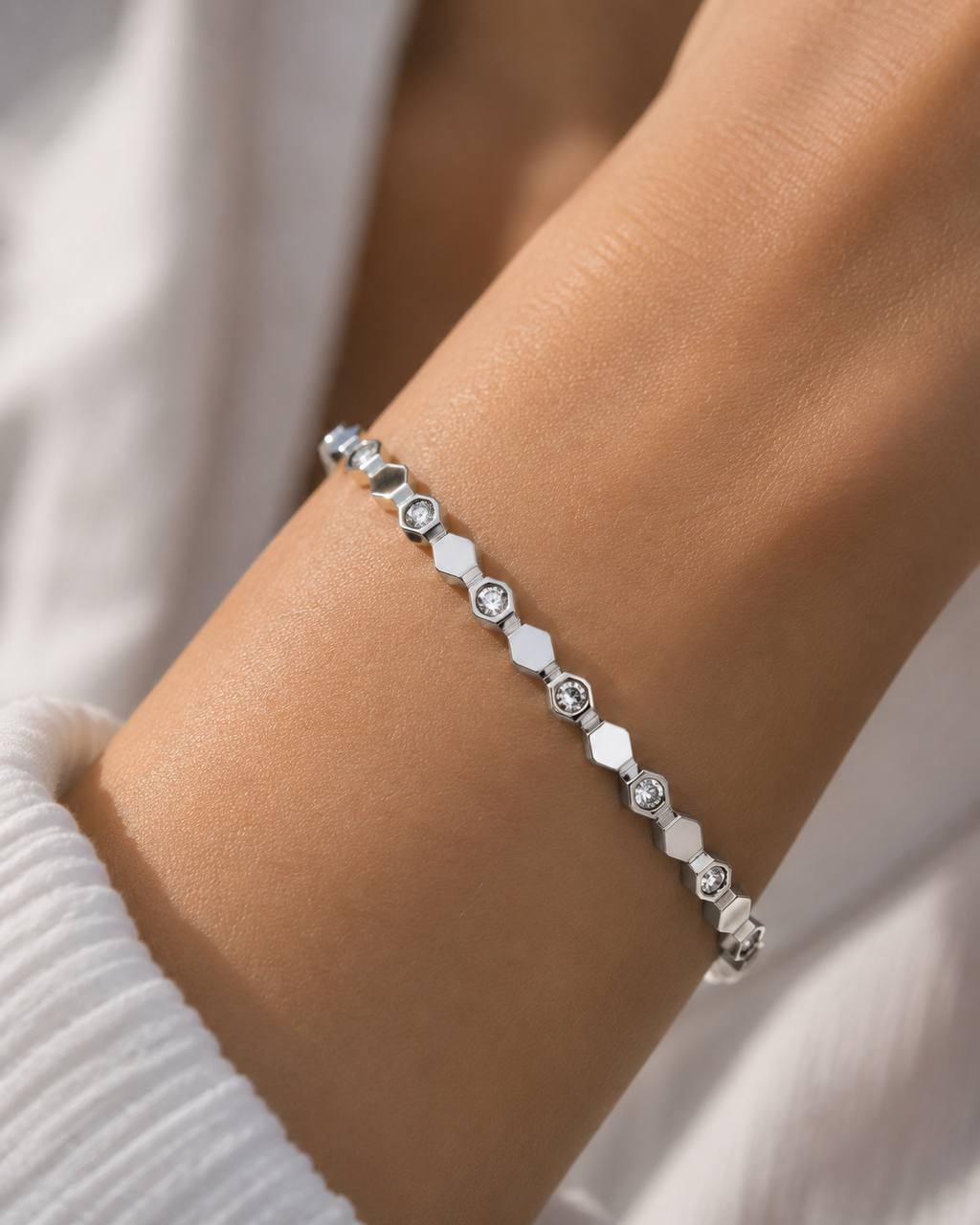 Silver Crystal Link Bracelet