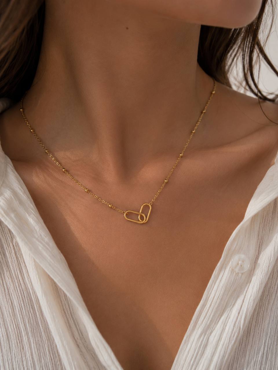 Gold Safety Pin Necklace