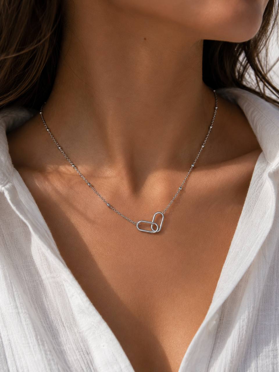Silver Safety Pin Necklace
