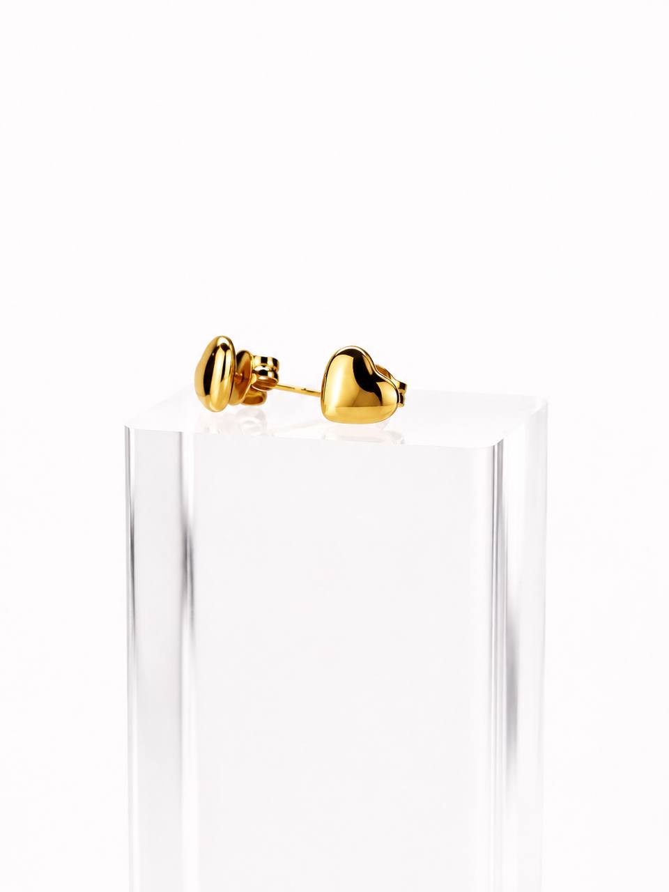 Gold Heart Stud Earrings