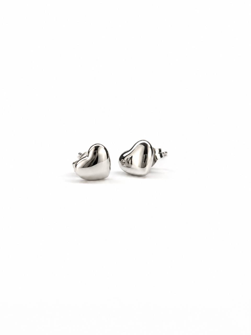 Silver Heart Stud Earrings