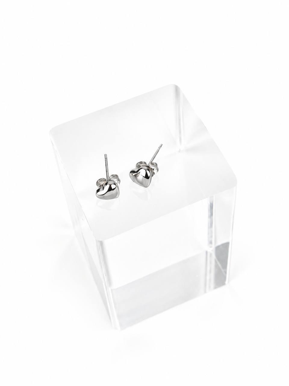 Silver Heart Stud Earrings
