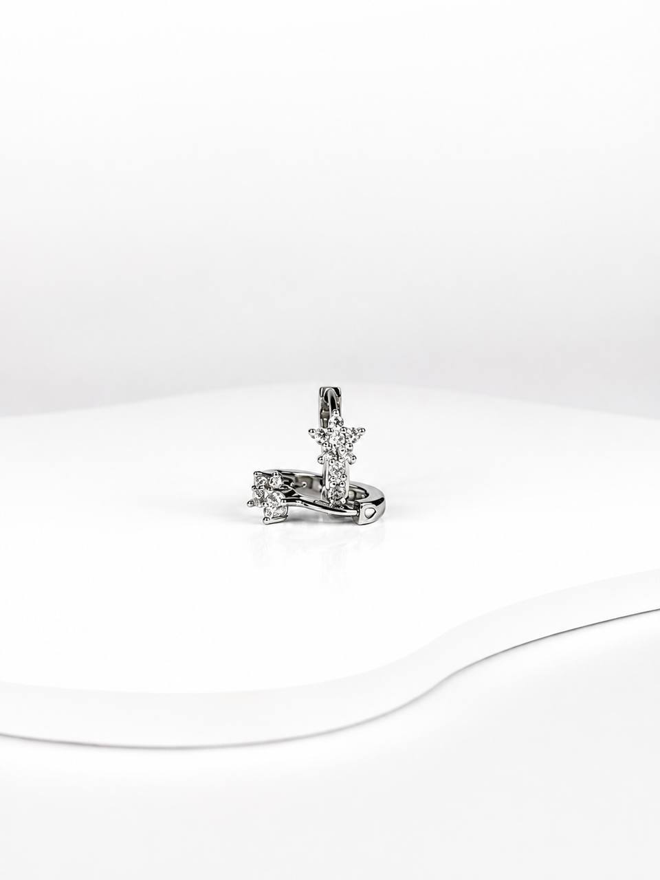 Silver Flower Hoop Earrings