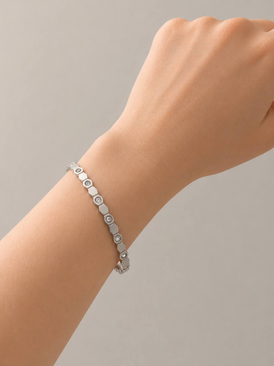 Silver Crystal Link Bracelet