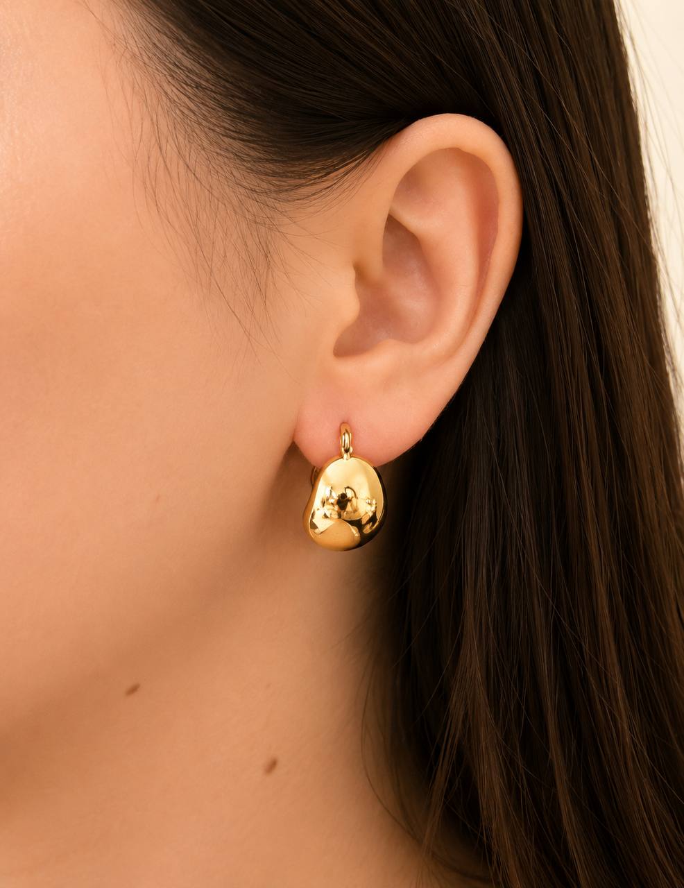 Gold Drop Hoop Earrings