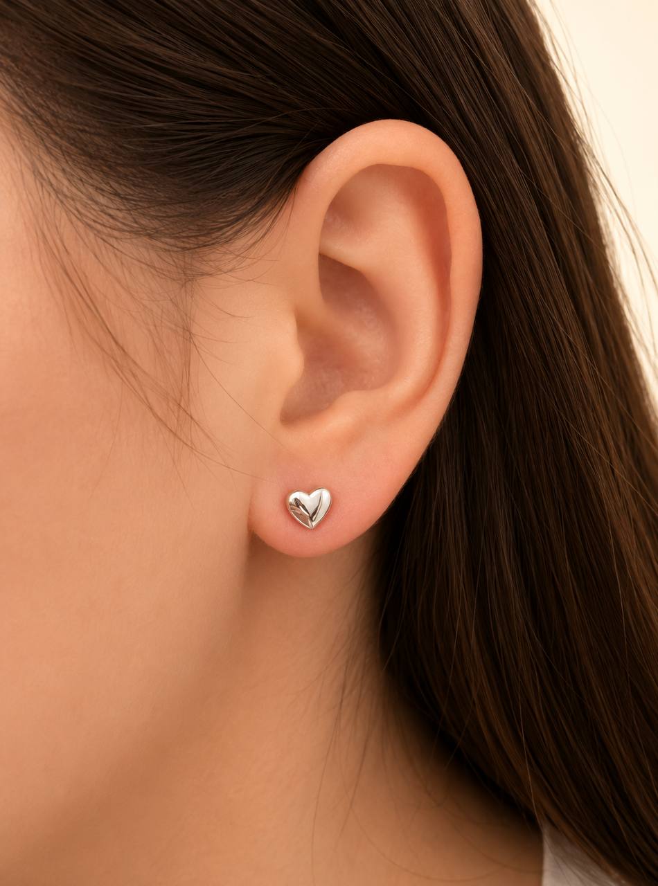 Silver Heart Stud Earrings